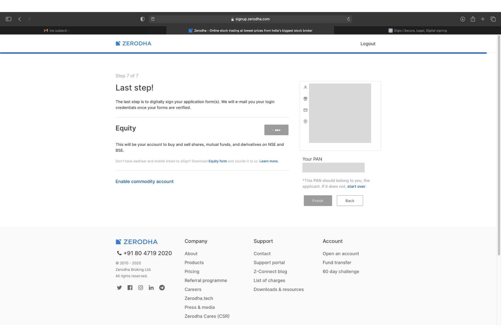 Zerodha account opening process - Step 11